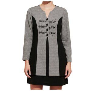 Sheri Martin Dress S Black Gray Mock Layer Executive Mogul Academia Preppy VTG